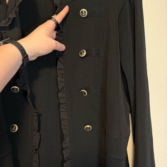 Ming Wang Ruffle Edge Open Front Knit Cardigan Size 1X - Picture 5 of 11